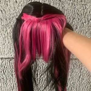 Cosplay Wig Draculara Monster High Wig Vampire Wig Black and Pink Wig LONG
